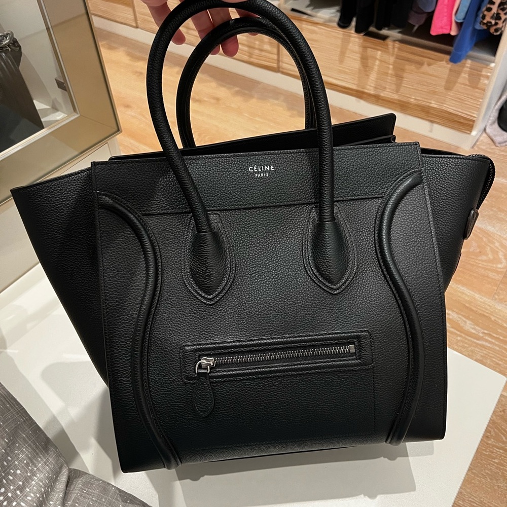 Celine Mini Luggage Black Women's Bag in drummed calfskin